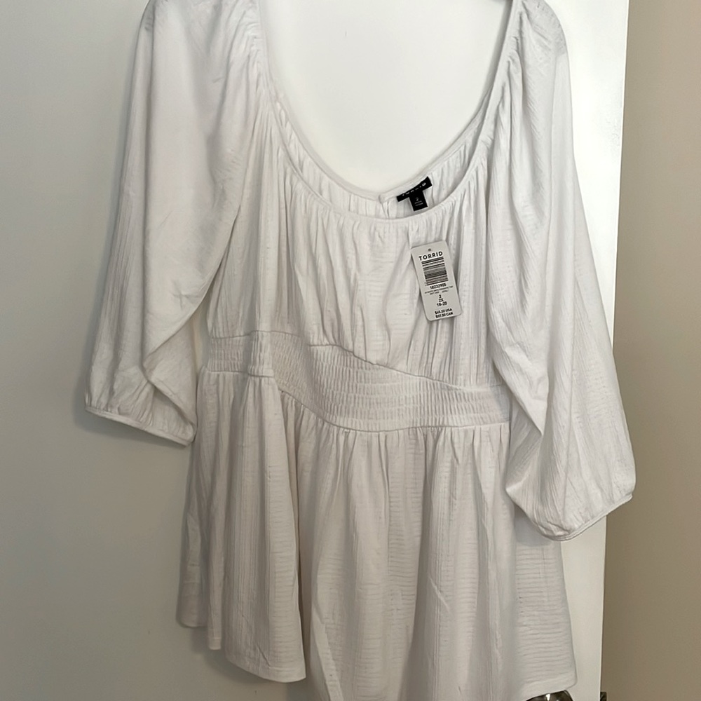 NWT- Torrid white babydoll top